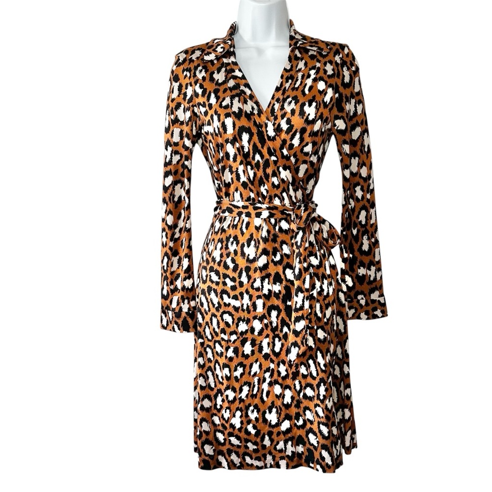Diane von Furstenberg Silk Chestnut Leopard Print New Jeanne Wrap Dress- Size 6